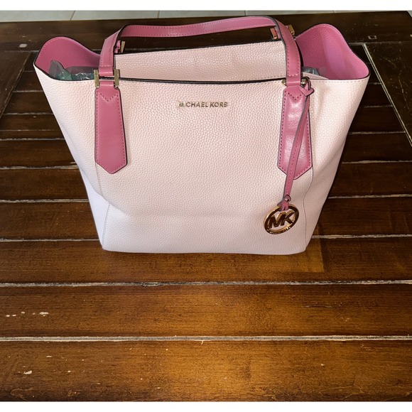 Michael Kors Tote Bag Purse Handbag Pink Pebbled Leather Satchel with COA - Picture 1 of 10